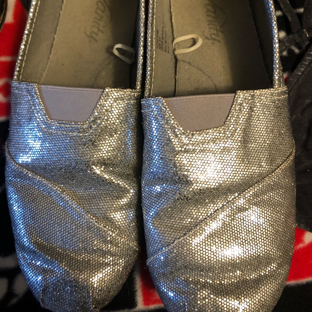 Shiny Silver Slip on shoes